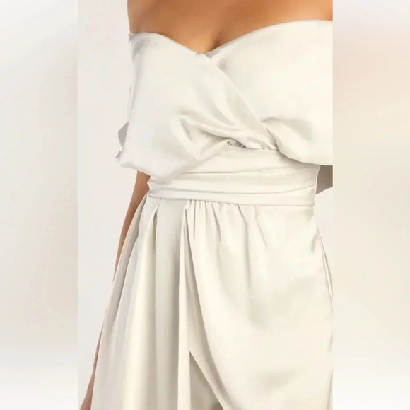 LULUS Always Celebrating Ivory Satin
Off the Shoulder Mini Dress Size S prom - Picture 2 of 8